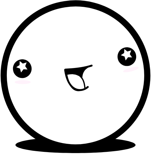VÆN-figur i sort/hvid som smiler og har stjerner i øjnene
